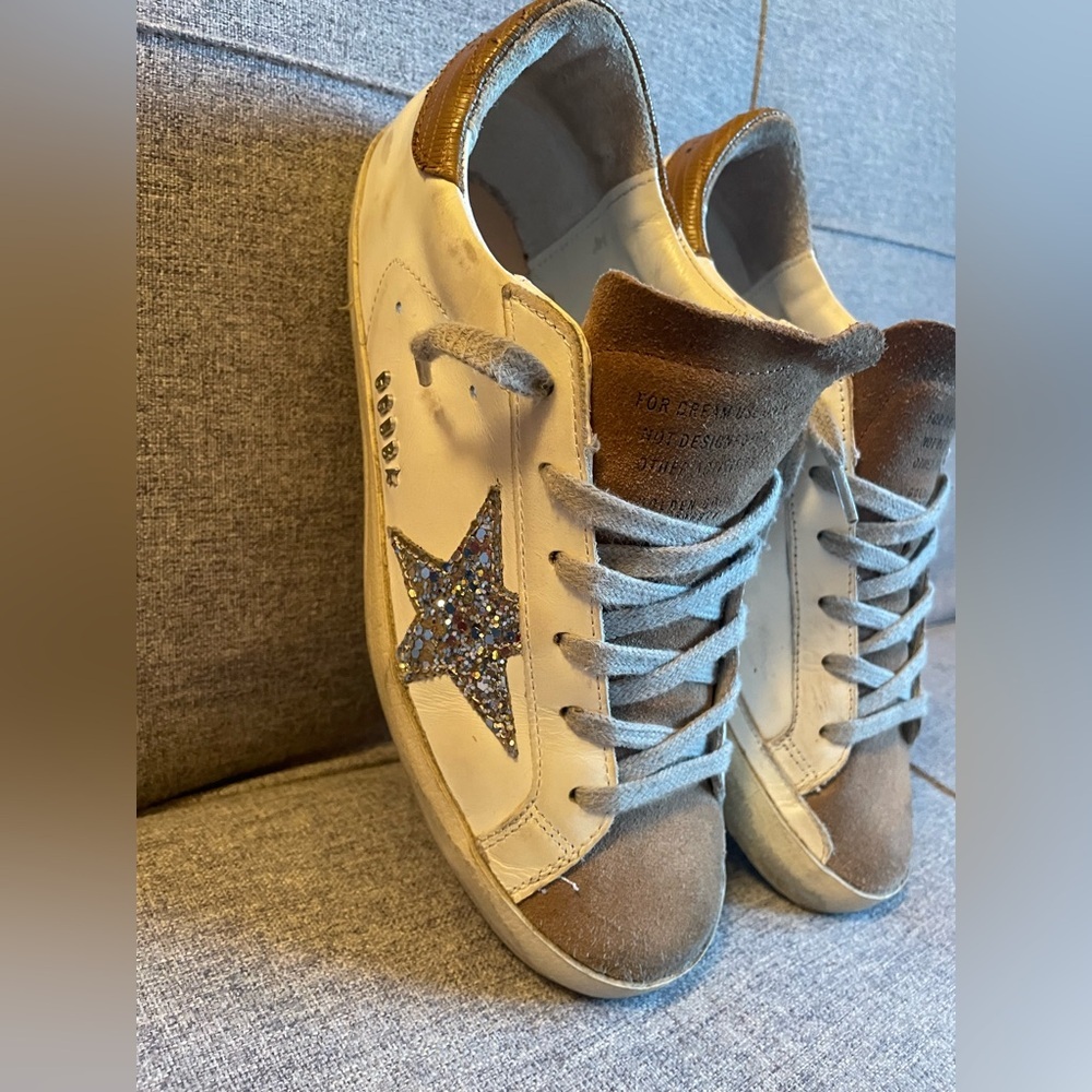 Golden Goose SUPER STAR White and Brown Sneakers - Picture 2 of 15